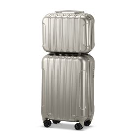 Vertical Pattern Two-piece Set 20 Inch Expandable With 14 Inch Suitcase (Option: Gray)